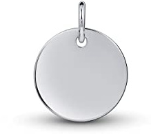 Amberta Damen Minimalistischer Münz Anhänger aus 925 Sterling Silber: Silberner Polierter Flacher Anhänger