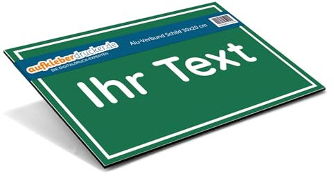 Schild mit Wunschtext selber gestalten – Alu-Schild für Privatgrundstück, Privatparkplatz, Baustelle, etc. – wetterfestes Alu-Verbund Hinweisschild (300 x 200 x 4 mm | Grün)