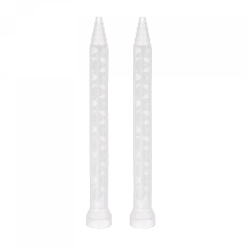 sourcing map 2 Pcs Epoxy Tubes Static Mixer, 6.18-inch Plastic Resin Mixing Nozzle Round Connector for AB Glue Adhesive Gun Applicator 400ml Cartridges, White