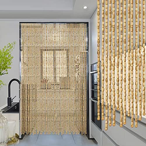 Cortina Cuentas de Madera para Puerta,Divisor de Sala Madera Cortina Cadena Puerta Panel,Cortina de Puerta para dormitorio/Cocina/Salón/Entrada Adorno Colgante,Personalizable (110 shares-W110xH220cm)