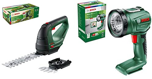 Bosch AdvancedShear 18V-10 Akku-Grasschere (Ohne Akku, Schneidet Bis Zu 85 m² Pro Ladung, Mit Strauch- Und Grasscherenmesser, Im Karton) & UniversalLamp 18 Lampe