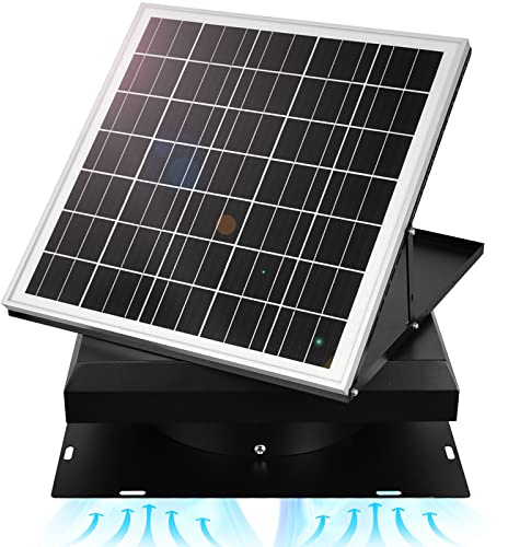 DC HOUSE 32 Watt Solar Attic Fan Solar Powered Roof Exhaust Fan Up to 3000 Sq Ft,2500 CFM Metal Shell Solar Vent Hail and Weather Resistance