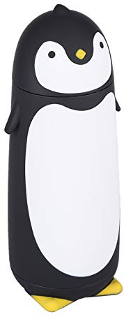 Penguin Flask, 300ML Stainless Steel Portable Cute Penguin Glass Water Bottle Penguin Mug, Double Layer Mug Travel Cup Kid Penguin Flask (Black)