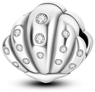 CYCUFF Clip Spacer Charm für Armband 925 Sterling Silber Pave Cubic Zirkonia Clip Verschluss Stopper Bead Charm Geschenk für Frauen Family Friends (Muschel-Clip-Perlen)