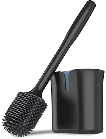 MR.SIGA Klobürste und Halter, Toilettenbürste Wandmontage ohne Bohren, WC Bürstenhalter Wand, Schwarz