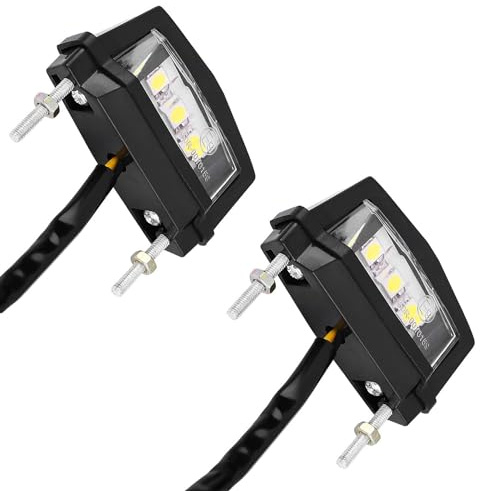 VISSQH 2 Stück 12 V LED Kennzeichenbeleuchtung,12V weißes Licht Rücklicht,mit 3 Superhellen LEDs (Schwarz)