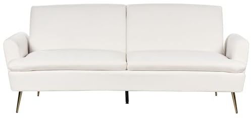 Bäddsoffa i sammet Off-White Konvertibel Klick-Klack Sovsoffa Gyllene Metallben Vettre