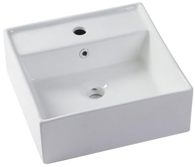 Vente-unique - Vasque à poser carrée en céramique blanche - 41 cm - VERINI