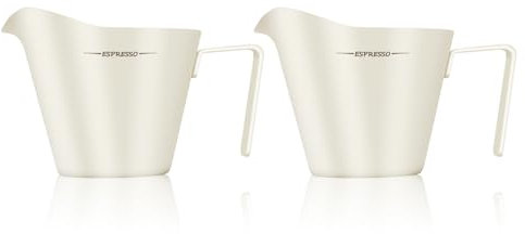IKAPE Espresso Measuring Cup, 304 Anti-scald Stainless Steel Espresso Shot Cups 2Pcs with Handle, Coffee Pouring Cup for Barista Tool Accessories(White)