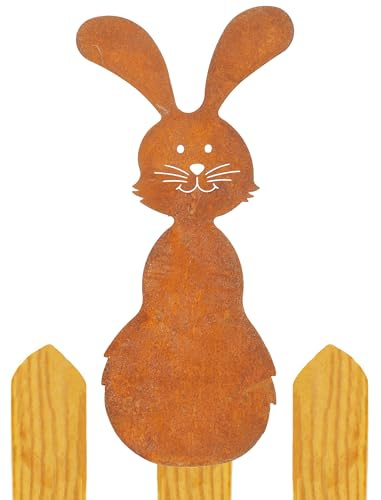 B2S BACK2SEASON Zaunfigur Hase Edelrost Zaundeko Zaunhocker Made in Europa H=23 cm