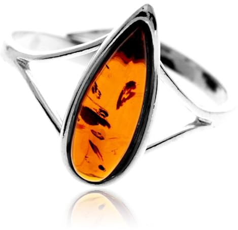 SilverAmber Jewellery G404CA Bague classique réglable en ambre de la Baltique et argent sterling 925 véritable