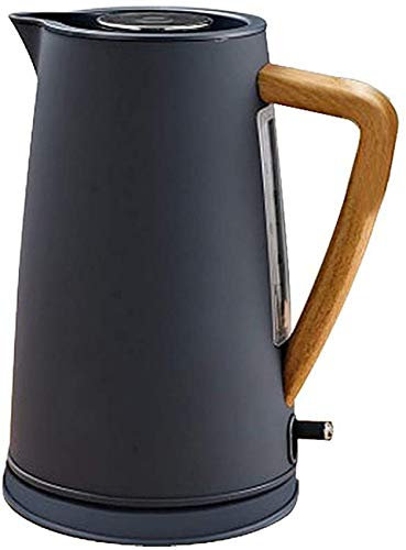 Bouilloires, Bouilloire en acier inoxydable, Bouilloire électrique 2000 W 1,7 L Conception de poignée en bois à ébullition rapide avec arrêt automatique et protection contre la surchauffe/Kgray vision
