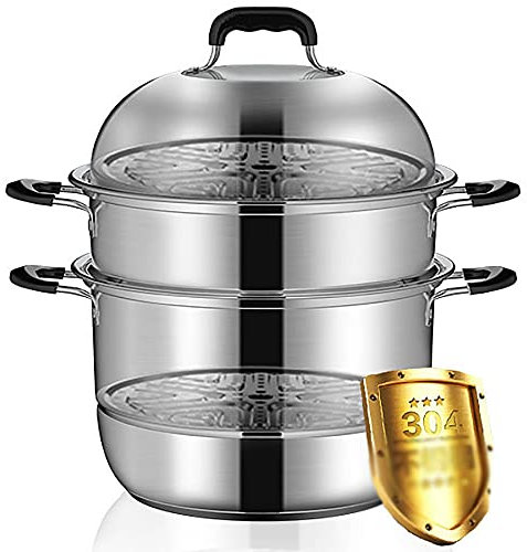 JKJZSALJ Olla De Vapor/Sopera De Acero Inoxidable 304,Vaporizador Multicapa,Bollos Al Vapor,Pescado Al Vapor,Cocina De Inducción Grande,Olla De Estufa De Gas
