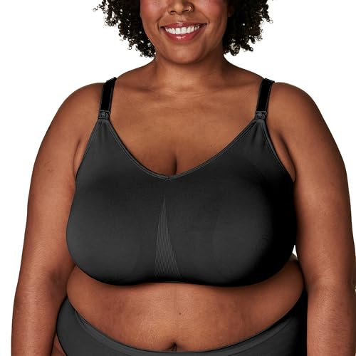 Bravado Designs Body Silk sömlös amnings-BH för amning, utökad kupa trådlös moderskaps-BH, Svart, M