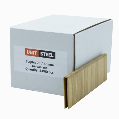 UnitSteel Type 90 Heftklammern - Beinlänge 40mm, 5.000 stück, Verzinkt, Haubold type 6000, Prebena Type E, für das Tischlerhandwerk, die Innenarchitektur und die Möbelindustrie