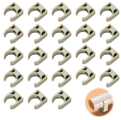 50 Pièces 20mm Tuyau Clips Set, Clip de Tuyau pour Fixation des Tuyaux d'eau, Gaz, Plastique, Tuyau Clips pour Ateliers, Chantiers (Gris)