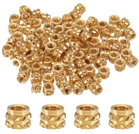 QUARKZMAN 100 Stück M2 Gewindeeinsätze Messing Heat Set Insert M2x2,5mm, OD 3,5mm gerändelte Einpressmuttern, 3D Druck Messingmuttern weibliche Gewindeeinsätze Muttern