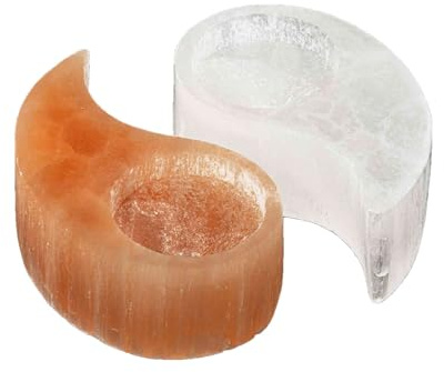 NKlaus Photophore Yin Yang blanc et orange fait à la main, 1 pièce | Pour la méditation ; longueur : 10 cm ; largeur : 9 cm ; hauteur : 3,5 cm ; poids : 450 g ; 450 g ; 10 cm ; 9 cm ;
