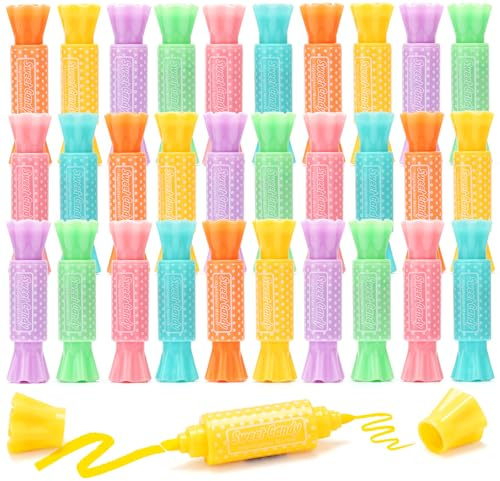 SKAMORI Mitgebsel Kindergeburtstag 6-10 Jahre, 30 Zweiköpfige Marker & Highlighter mit Kleinen Punkten
