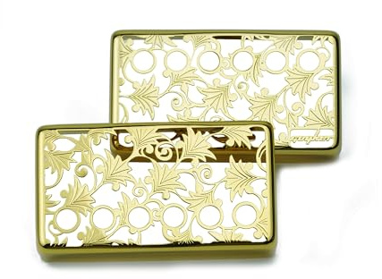 Guyker Humbucker Tonabnehmerabdeckung (50 mm und 52 mm Stangenabstand), Cupronickel Bridge & Neck Tree Pattern Hollow Design Pickups Frame Set Ersatz für Les Paul LP Style E-Gitarre (PC011, Gold)