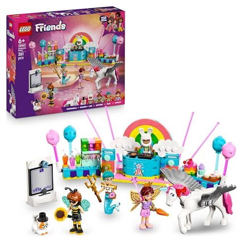 LEGO Friends Fiesta de Disfraces con Unicornio y Hada - Juguete para Niñas de 6+ Años - 4 Mini Muñecos, Figura de Gato Churro y Caballo - Fotomatón, Escenario y Cabina de DJ - Idea de Regalo 42661
