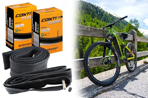 2X Fahrradschlauch 1.75 x 28/29 Zoll - 2.5 x 28/29 Zoll ETRTO 47-62/622, hergestellt mit Continental, Autoventil, Schrader 40mm, für Mountainbike MTB