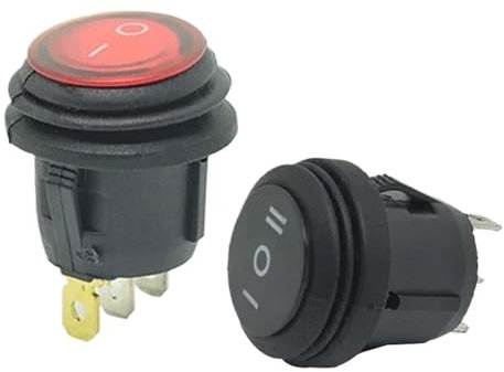 Interrupteur à bascule rond étanche 12 V 220 V, LED rouge, vert, bleu, jaune, 10 A, 125 V CA, 6 A, 250 V CA, interrupteur marche/arrêt(Yellow,ON-OFF_220V LIGHT)