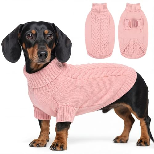 ASENKU Pull Chien Moyen Taille M, Pull-Overs pour Chiens avec Manches,Hiver Tricot Pull pour Chien, Col Roulé Pull-Overs pour Chiens pour Bouledogue Français Teckel