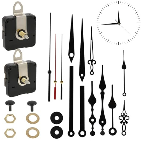 unillea Uhrwerk für Wanduhr mit Herz Zeigern, Quarzuhrwerk Lautlos Geräuschlos Präzise, Passend für Wanduhren bis Ø 20cm (13mm, 2 Set Gerade Zeiger)