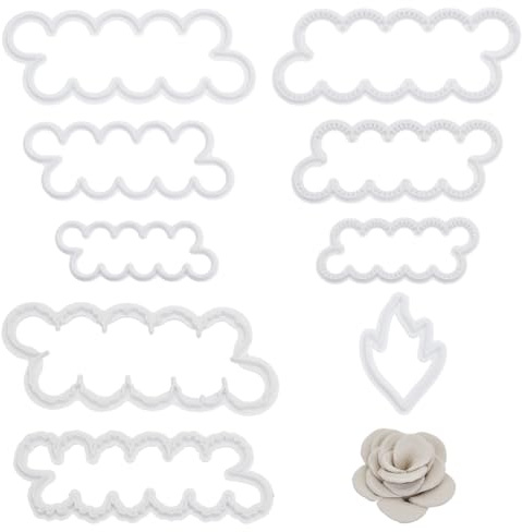 WEBEEDY 9 Größen Blumen Ton Ausstecher Set Rose Nelke Pfingstrose DIY Fondant Formen Elegante Kuchen Dessert Ausstecher Tonformen Für Töpferei Keramik & Fondant Dekorationen