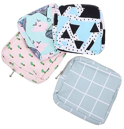 Homoyoyo 4 Pezzi Portassorbenti in Poliestere, Borsa Multifunzionale per Ciclo Mestruale, per Assorbenti e Accessori, Uso Ufficio e Outdoor