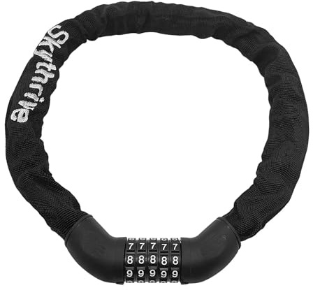Skythrive Lucchetto Bici Catena Bicicletta Antifurto a Combinazione a 5 Cifre per Bicicletta Moto Porta Cancello Recinzione Nero