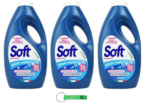 Lot de 3 détergents doux Detersivo Lavatrice Blue - Lessive liquide - 50 lavages 2250 ml + porte-clés Beni Culinari