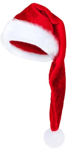 Djowyh Gorro de Papá Noel 75 cm Largo | Gorro De Terciopelo Suave Para Adultos | Accesorio Unisex Para Fiestas Invierno Y Celebración Fotos