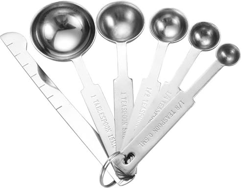 Stainless Steel Tablespoon Measuring Spoons: 6 Pcs Spoon Teaspoon Measuring Sets for Liquid & Dry Ingredients - Fit in Spice Jars Kitchen Utensils for Baking Measurements