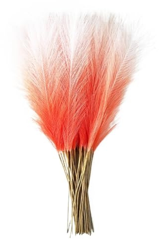 Simulation d'herbe De Roseau Lot de 20 roseaux artificiels en Herbe Pampa Artificielle 55 cm, for décoration Vase, Ferme, Maison, Mariage(Orange)