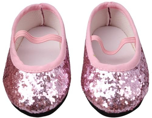 Codulu Puppenschuhe für 45,7 cm große amerikanische Puppe, Paillettenschuhe, Ballettschuhe, Kostüm-Zubehör für 43–46 cm große Mädchenpuppe-B