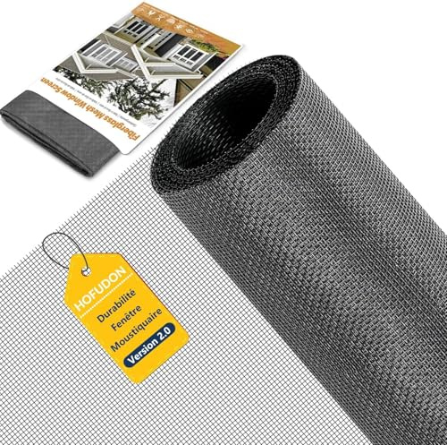 HOFUDON Tela Mosquitera Mejorada 150 x 500 cm Fibra de Vidrio | Tela Mosquitera por Metros, Rollo Mosquitera Recortable para Ventana y Puerta, Malla Mosquitera Antimosquitos , Gris