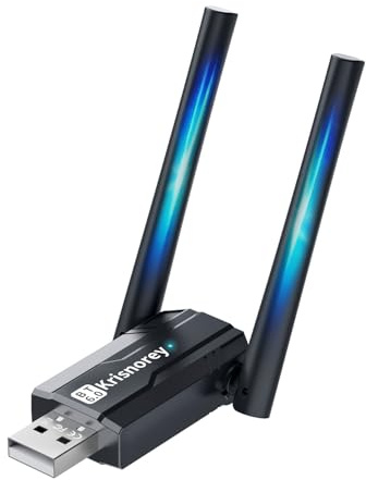 Krisnorey Long Range USB Bluetooth 6.0 Adapter for PC, Built-in PA Enhanced 5dBi High Gain Wireless Dongle w/Dual Antennas, Supports Windows 11/10/8.1/7 Laptop Desktop, NOT For TV, Mac, Car Stereo