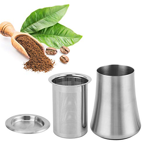 Filtro de café de acero inoxidable, coctelera de malla fina, manivela para polvo, tamiz de harina, tamiz de azúcar en polvo para azúcar, harina, canela, cacao (Lijado color original)