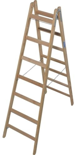 Sprossen-DoppelLeiter, (Holz), Arbeitshöhe 3,31 m,Standhöhe 2 m, Leiternlänge 2,08 m, Gewicht 12 kg