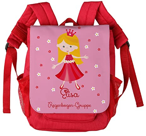 Striefchen® Prinzessin Kindergartenrucksack Mädchen Kinderrucksack personalisiert mit Name Kita Kinder Rucksack Kindergarten mit Brustgurt Kindergartentasche
