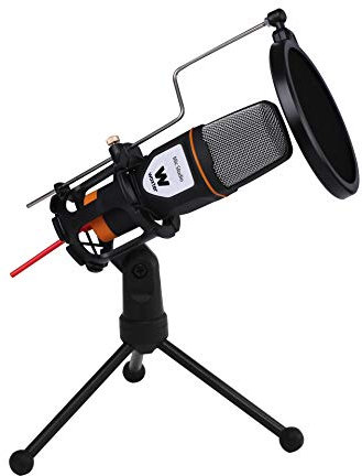 Woxter Microfono da studio professionale a condensatore per computer, registrazione, gioco, chat su Internet o canto (ingresso: 3,5 mm, treppiede regolabile con inclinazione verticale e orizzontale,
