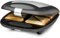ROMMELSBACHER Sandwich Maker ST 1410 - für 4 Sandwiches, 2-Lagen Antihaftbeschichtung, schnelles Aufheizen, wärmeisolierter Handgriff, platzsparende Aufbewahrung, schwarz/Edelstahl