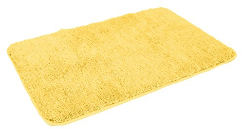 Kinzler J-10006/06 hochwertige Mikrofaser Badematte Uni, 60x100 cm, flusenfrei, pflegeleicht, gelb