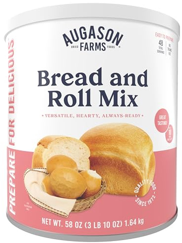 Augason Farms Bread and Roll Mix Can Emergency Food Supply, 48 Servings, 10 Year Shelf Life - Makes 6 Loaves or 72 Bread Rolls for Prepared Meals Ready to Eat