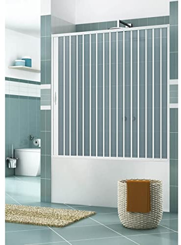 Rollplast BAST1LONCC28170 - Parete vasca a soffietto, 170 x 150 cm, PVC, 1 lato, 1 anta, apertura laterale, bianco