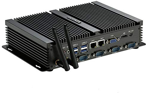 KINGDEL Nettop, Mini computadora de Escritorio sin Ventilador con Celeron 1037U Dual Core CPU, 8GB RAM, 64GB SSD, HD Graphics, 2 * LAN, 4 * COM RS232, HD, 4 * USB 3.0, WiFi