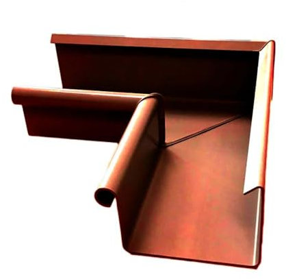 INEFA Ángulo para canalón Ángulo interior en forma de caja de 90 grados, PVC 83mm rebordemarrón en el interior, pieza de unión accesorios para canalón,made in Germany