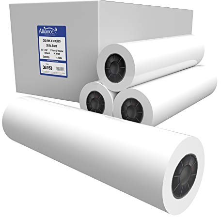Alliance Wide Format Paper CAD Bond Rolls (20lb | 4 Rolls, 36 In x 150 Ft | 3 Core)
